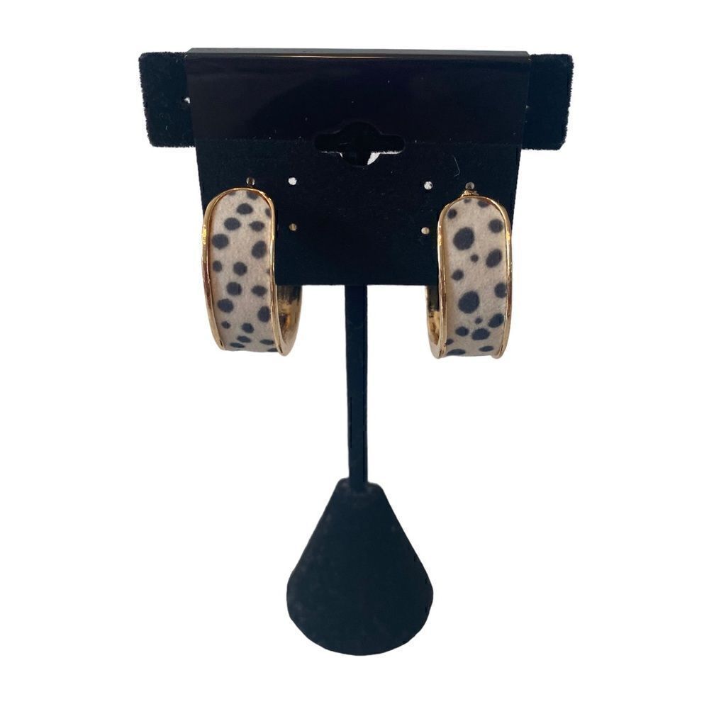 Faux Suede Leopard Print & Gold Tone 3/4 Hoops